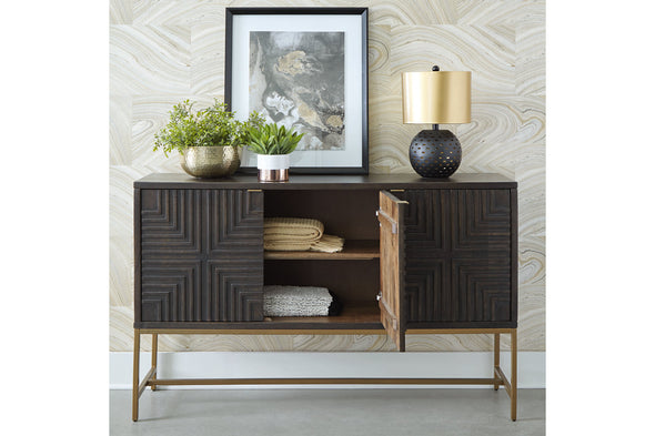 Elinmore Brown/Gold Finish Accent Cabinet