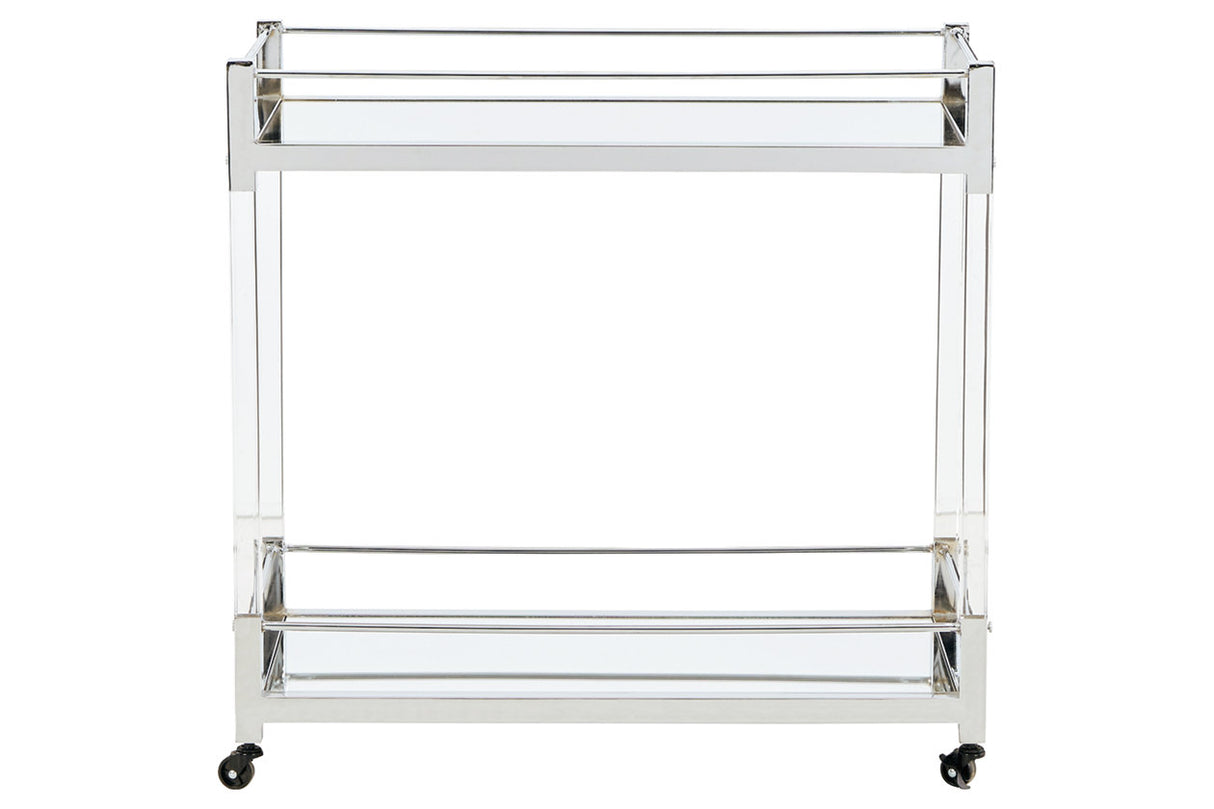 Chaseton Clear/Silver Finish Bar Cart from Ashley - Luna Furniture