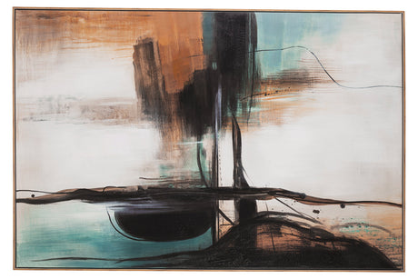 Brunonia Teal/Orange/Black Wall Art from Ashley - Luna Furniture