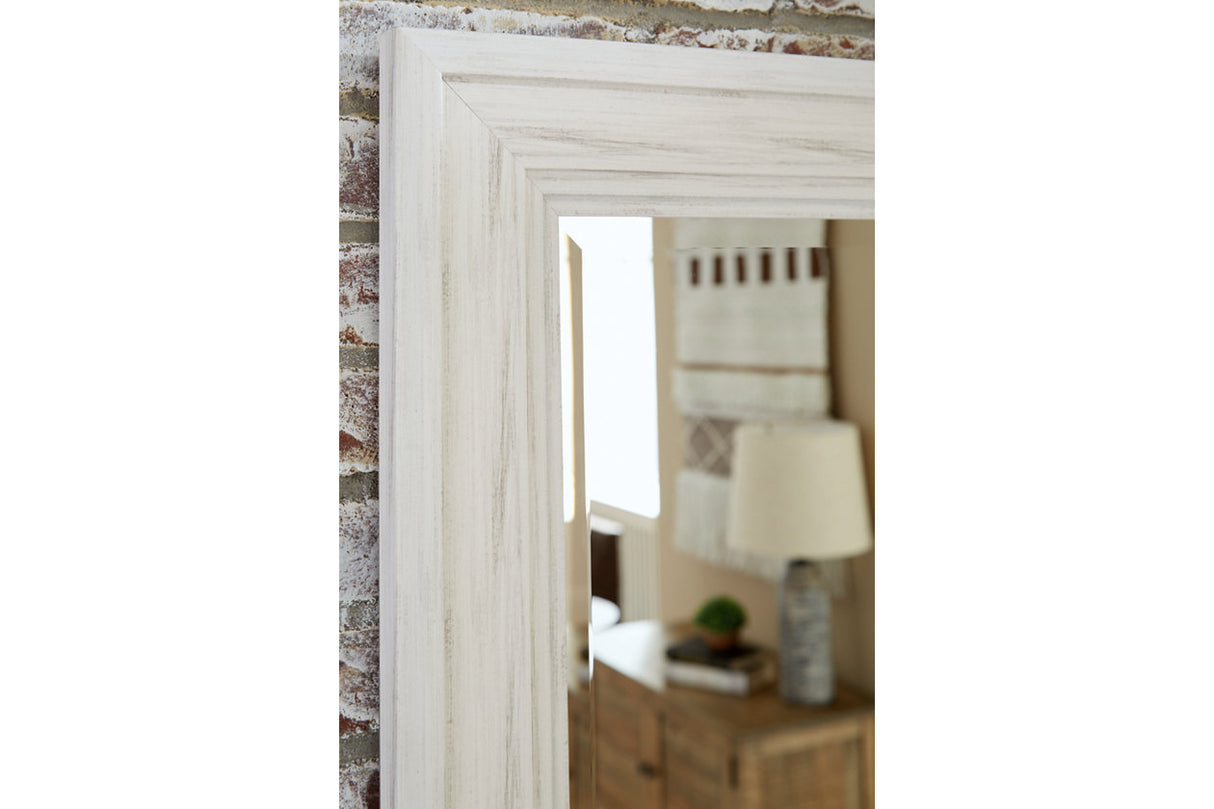 Jacee Antique White Floor Mirror -  - Luna Furniture