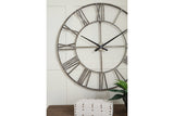 Paquita Antique Silver Wall Clock from Ashley - Luna Furniture