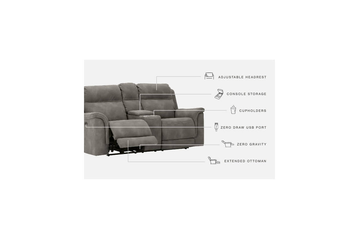 Next-Gen DuraPella Slate Power Reclining Loveseat with Console from Ashley - Luna Furniture