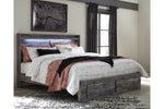 Baystorm Gray King Panel Bed with 2 Storage Drawers