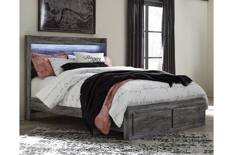 Baystorm Gray Queen Platform Bed with 2 Storage Drawers
