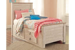 Willowton Whitewash Twin Panel Bed with 2 Storage Drawers