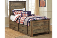 Trinell Brown Twin Panel Bed with 2 Storage Drawers