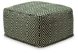 Abacy Green/Ivory Pouf from Ashley - Luna Furniture