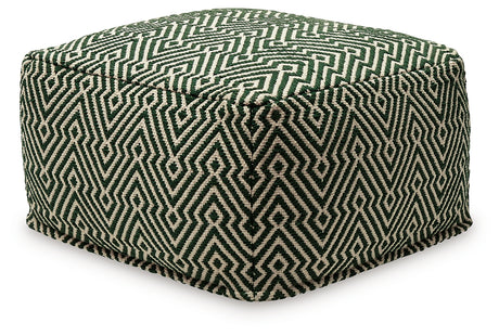 Abacy Green/Ivory Pouf from Ashley - Luna Furniture