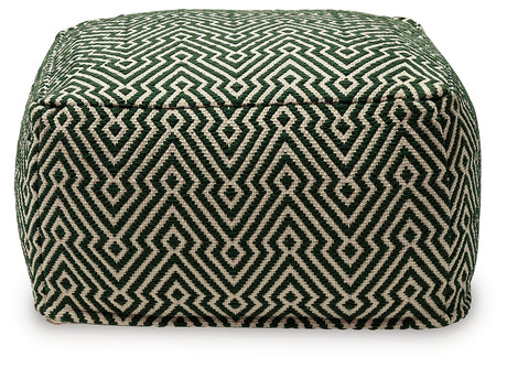 Abacy Green/Ivory Pouf from Ashley - Luna Furniture