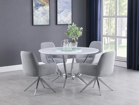 Abby White and Light Gray 5-Piece Dining Set from Coaster - Luna Furniture