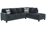 Abinger Smoke 2-Piece RAF Chaise Sleeper Sectional from Ashley - Luna Furniture