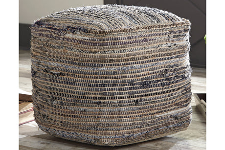 Absalom Denim Pouf from Ashley - Luna Furniture