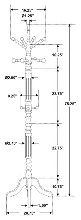 Achelle Golden Brown Coat Rack with 11 Hooks from Coaster - Luna Furniture