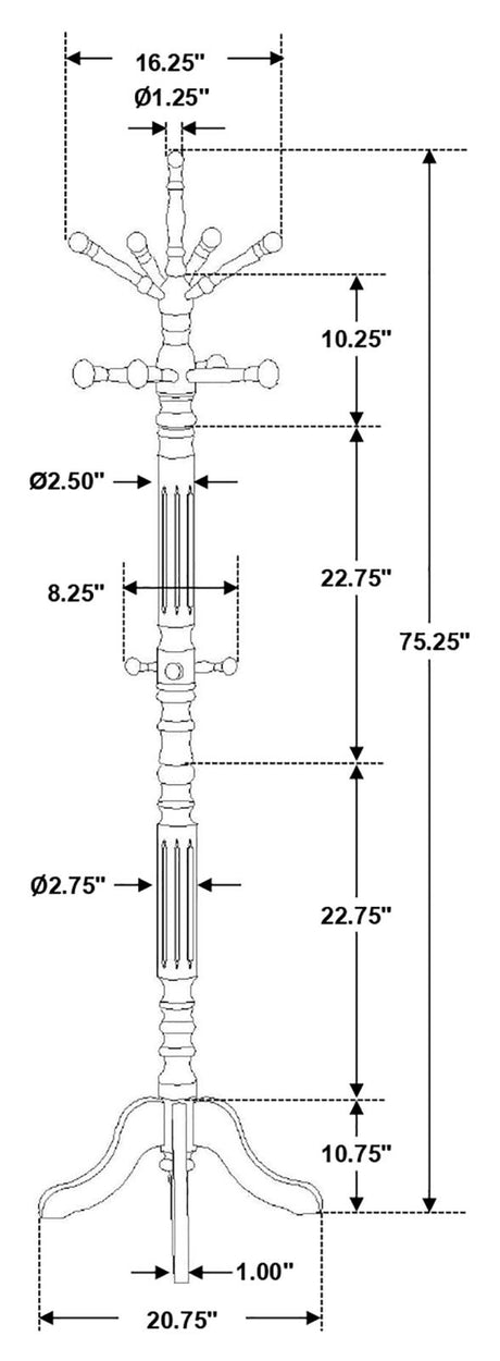 Achelle Golden Brown Coat Rack with 11 Hooks from Coaster - Luna Furniture