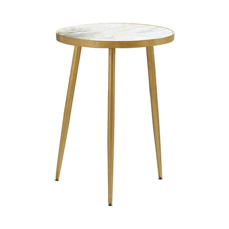 Acheson White and Gold Round Accent Table from Coaster - Luna Furniture