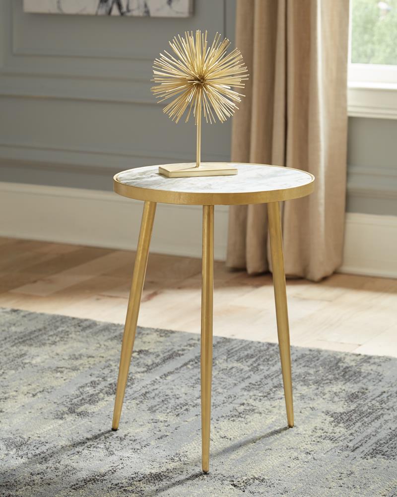 Acheson White and Gold Round Accent Table from Coaster - Luna Furniture