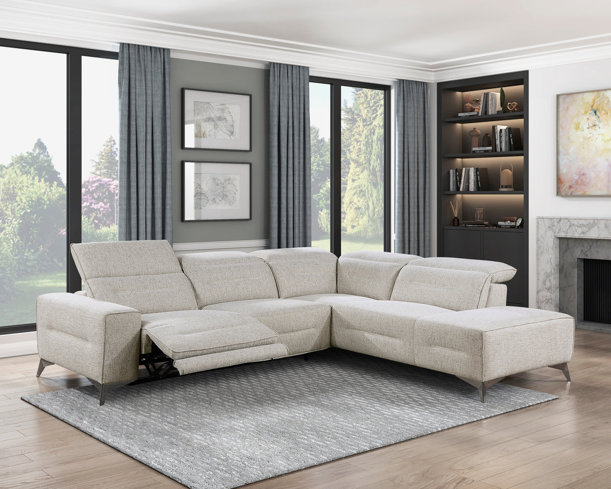 Adahlia Sand 2-Piece RAF Chaise Power Reclining Sectional from Homelegance - Luna Furniture