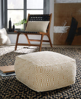 Adamont Tan/Ivory Pouf from Ashley - Luna Furniture