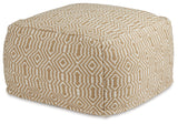 Adamont Tan/Ivory Pouf from Ashley - Luna Furniture