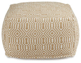 Adamont Tan/Ivory Pouf from Ashley - Luna Furniture