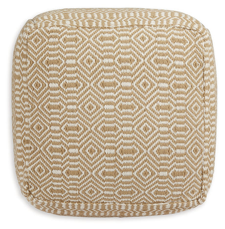 Adamont Tan/Ivory Pouf from Ashley - Luna Furniture
