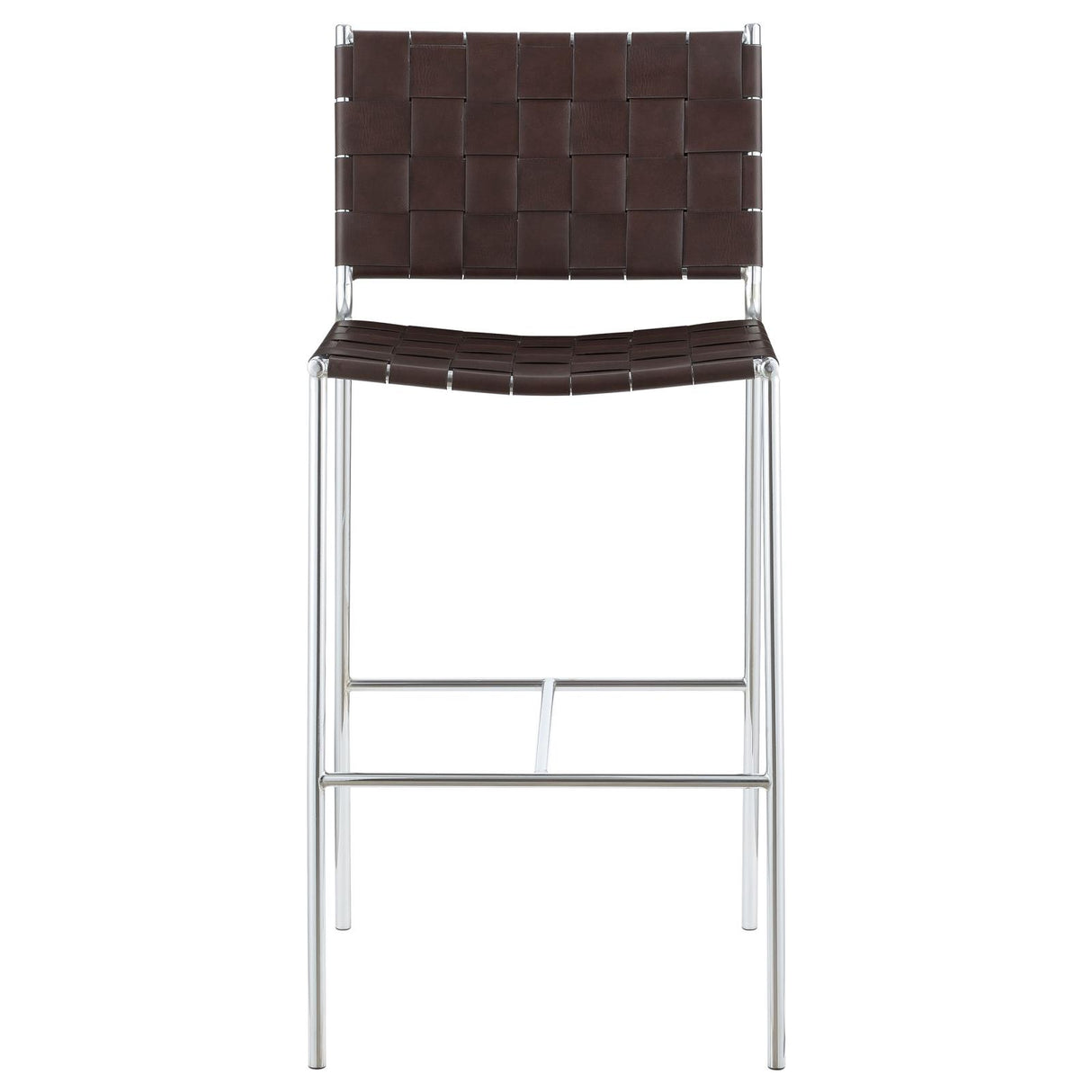 Adelaide Brown and Chrome Upholstered Bar Stool with Open Back from Coaster - Luna Furniture