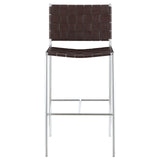 Adelaide Brown and Chrome Upholstered Bar Stool with Open Back from Coaster - Luna Furniture