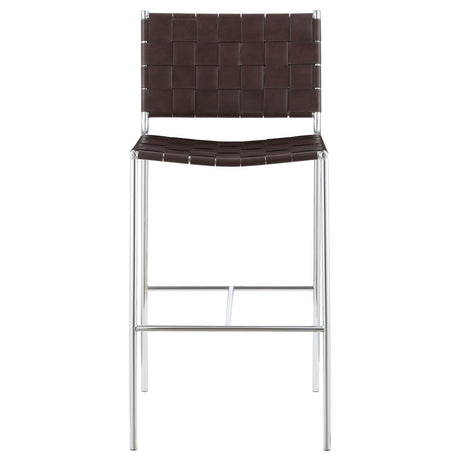Adelaide Brown and Chrome Upholstered Bar Stool with Open Back from Coaster - Luna Furniture
