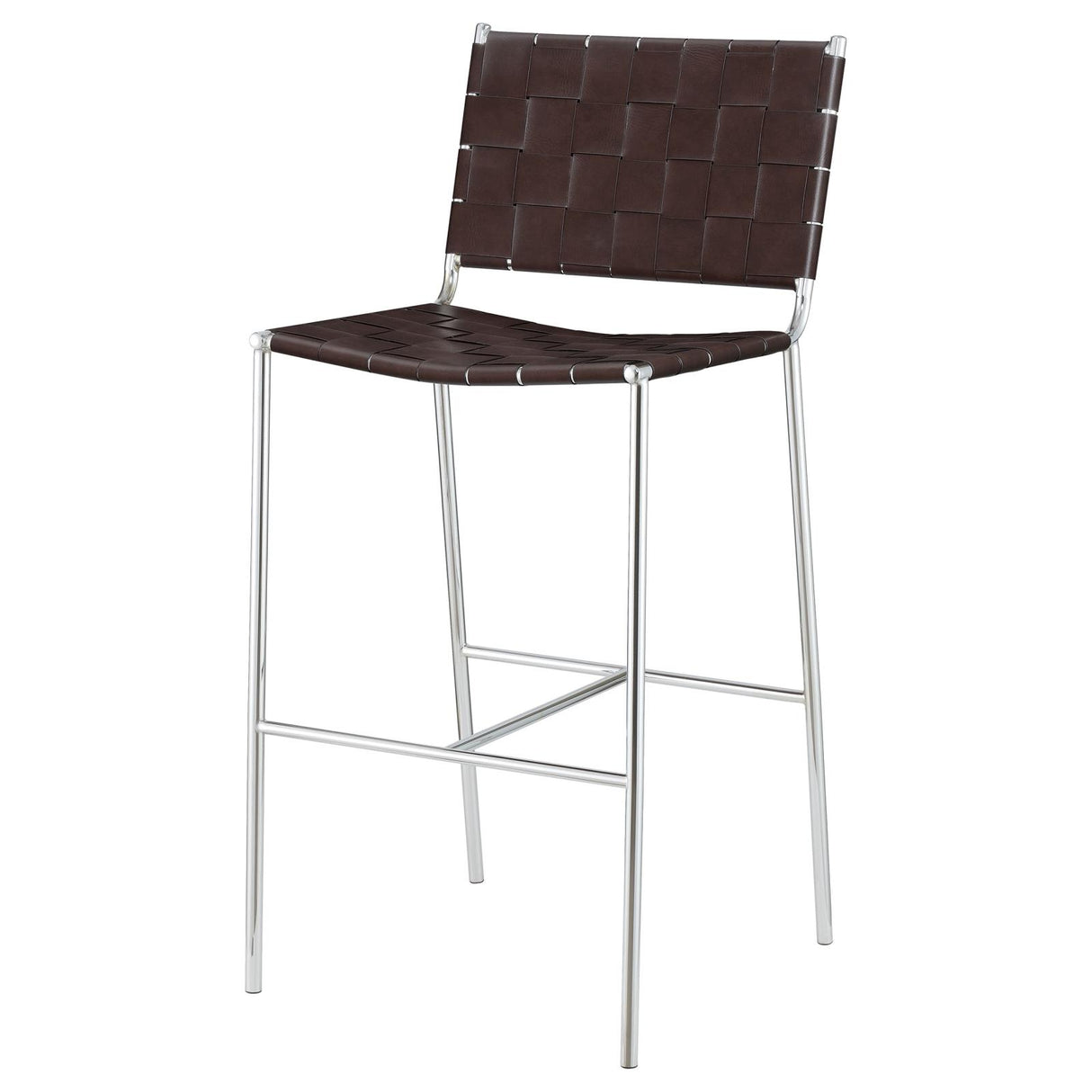 Adelaide Brown and Chrome Upholstered Bar Stool with Open Back from Coaster - Luna Furniture