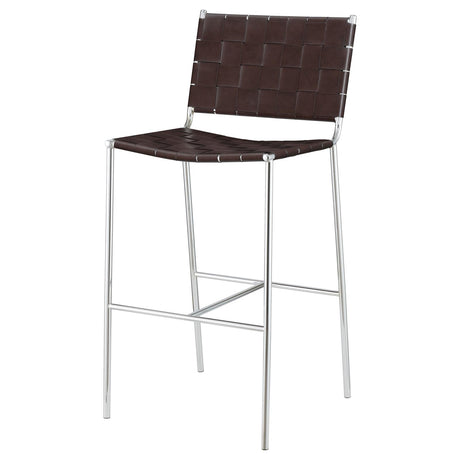 Adelaide Brown and Chrome Upholstered Bar Stool with Open Back from Coaster - Luna Furniture
