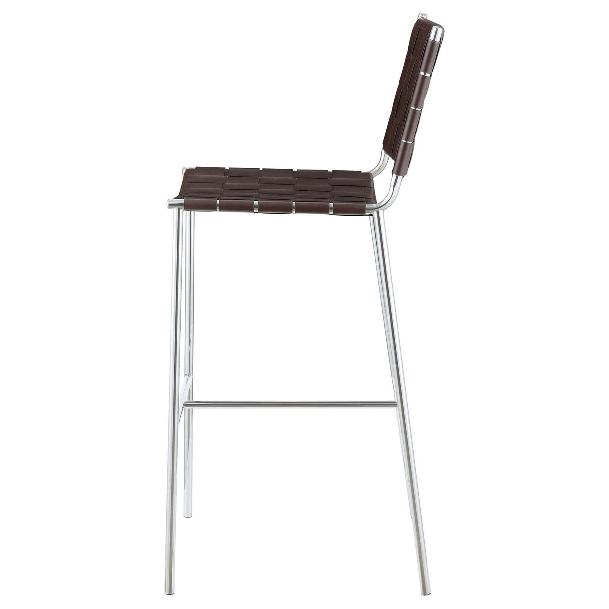 Adelaide Brown and Chrome Upholstered Bar Stool with Open Back from Coaster - Luna Furniture