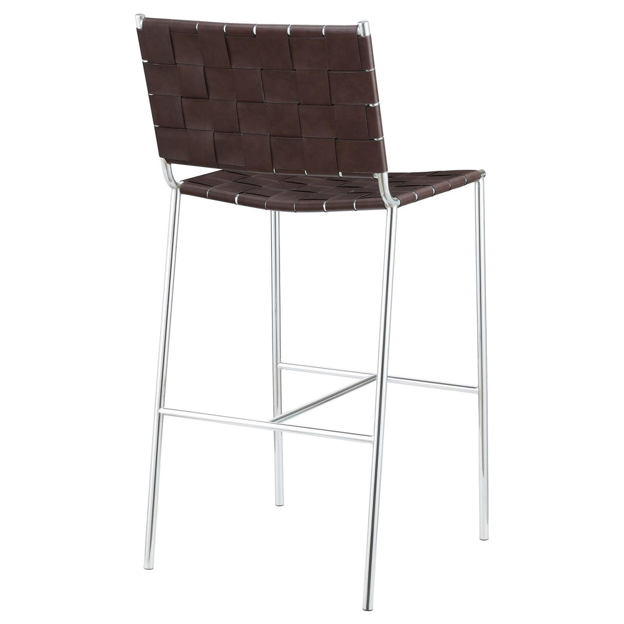 Adelaide Brown and Chrome Upholstered Bar Stool with Open Back from Coaster - Luna Furniture