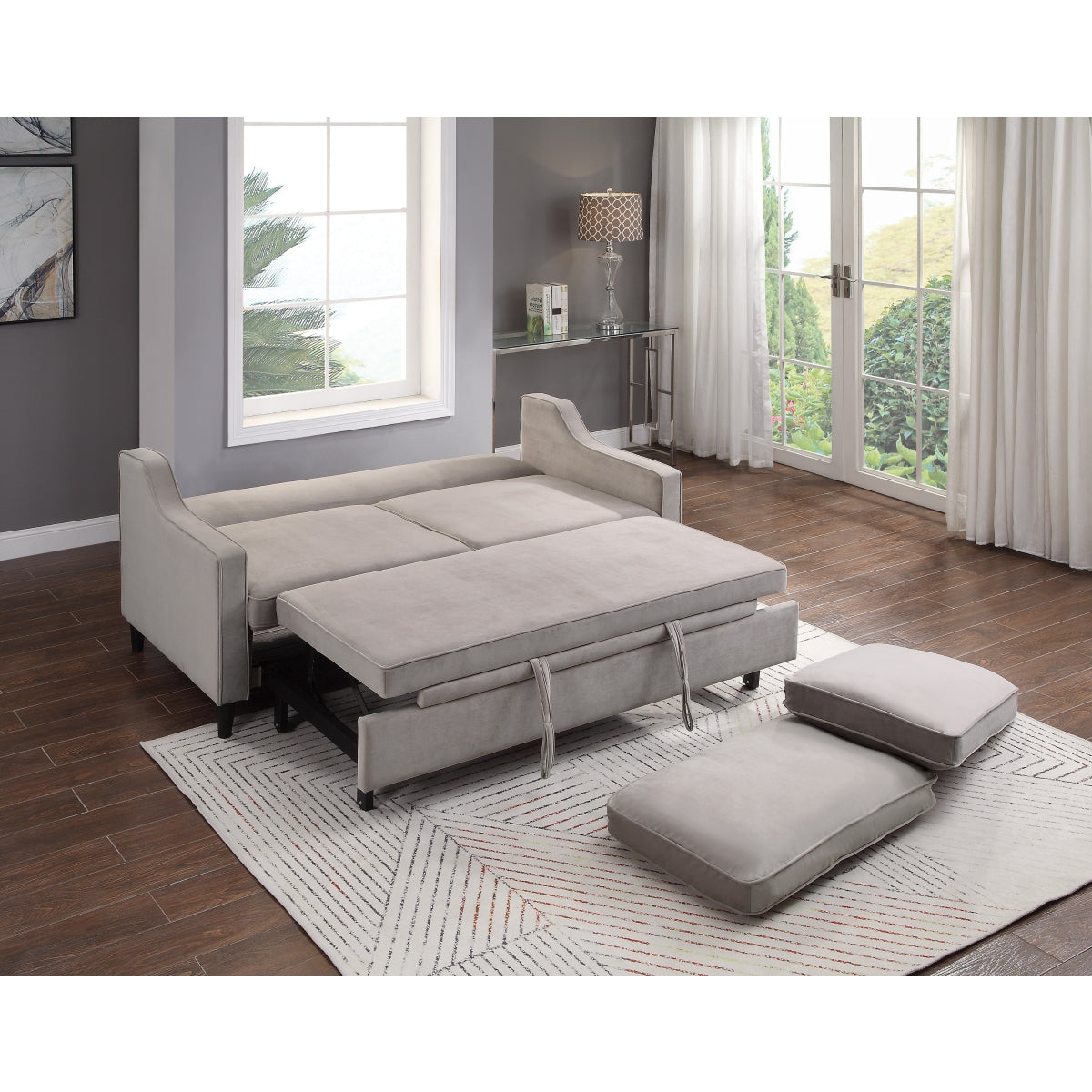 Adelia Cobblestone Velvet Convertible Studio Sofa with Pull-out Bed from Homelegance - Luna Furniture