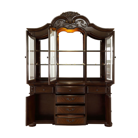 Adelina Cherry China Cabinet (Buffet & Hutch) from Homelegance - Luna Furniture