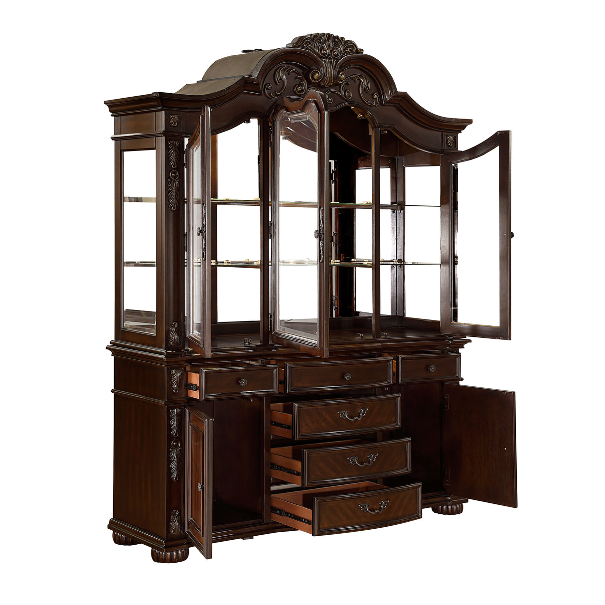 Adelina Cherry China Cabinet (Buffet & Hutch) from Homelegance - Luna Furniture