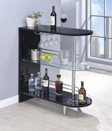 Adolfo Glossy Black and Clear 3-Tier Bar Table from Coaster - Luna Furniture
