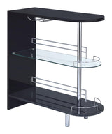 Adolfo Glossy Black and Clear 3-Tier Bar Table from Coaster - Luna Furniture
