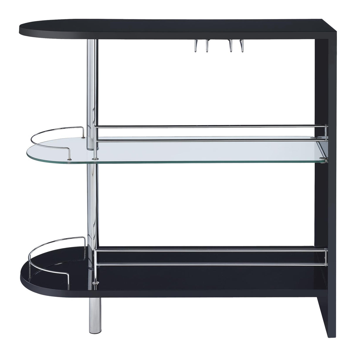 Adolfo Glossy Black and Clear 3-Tier Bar Table from Coaster - Luna Furniture