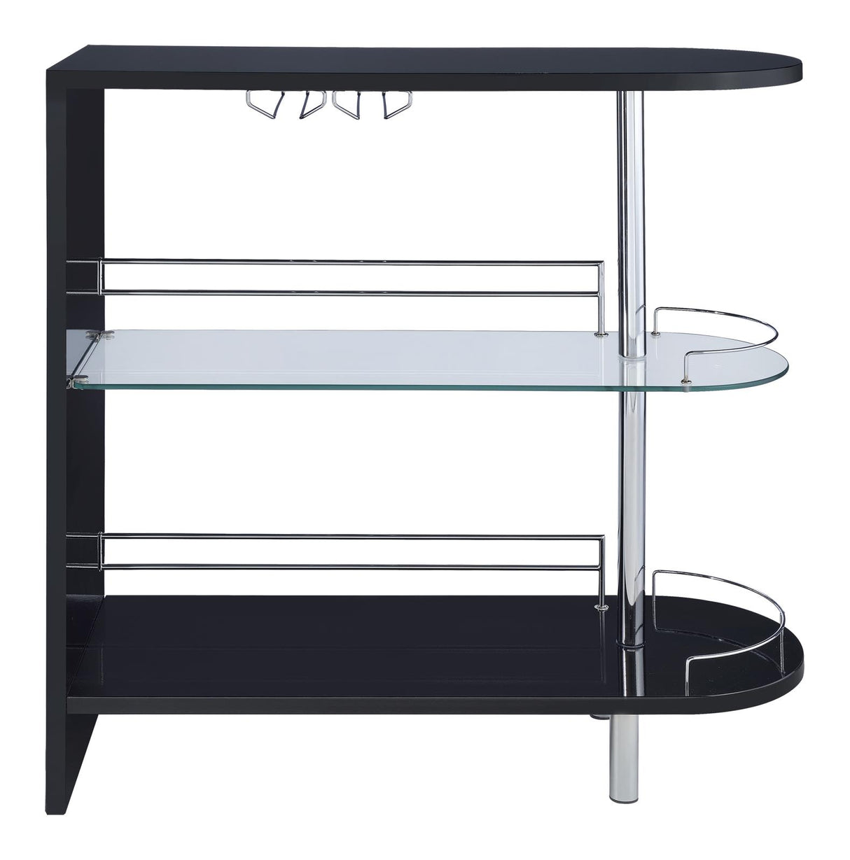 Adolfo Glossy Black and Clear 3-Tier Bar Table from Coaster - Luna Furniture