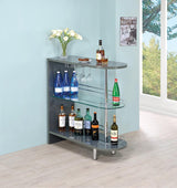 Adolfo Glossy Gray and Clear 3-Tier Bar Table from Coaster - Luna Furniture