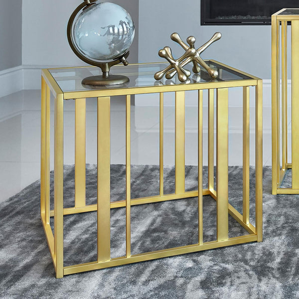 Adri Matte Brass Metal Frame End Table