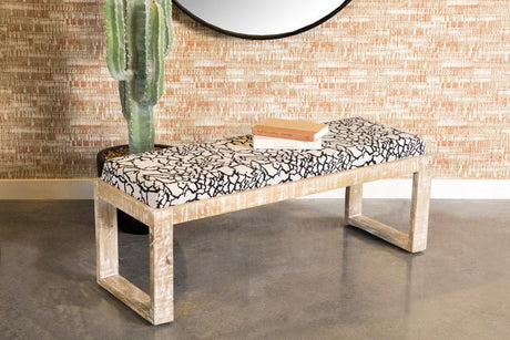 Aiden Black and White Sled Leg Upholstered Accent Bench from Coaster - Luna Furniture