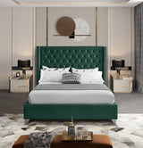 Aiden Green Velvet Queen Bed from Meridian - Luna Furniture