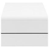 Airell White High Gloss Rectangular Coffee Table with Glass Shelf from Coaster - Luna Furniture