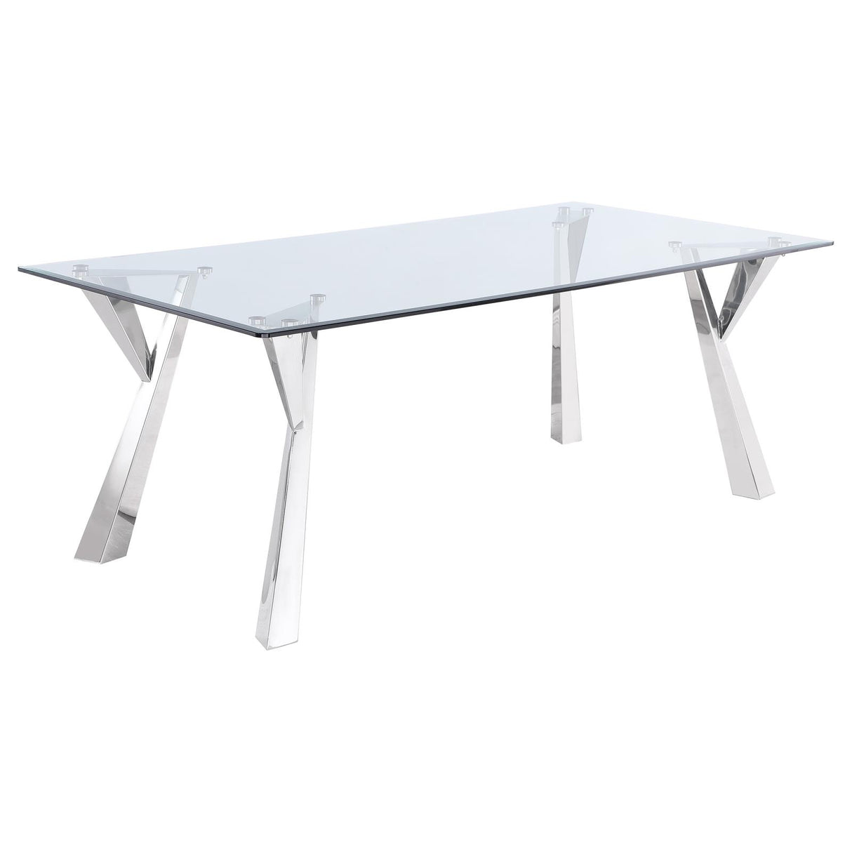 Alaia Clear and Chrome Rectangular Glass Top Dining Table from Coaster - Luna Furniture