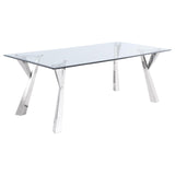 Alaia Clear and Chrome Rectangular Glass Top Dining Table from Coaster - Luna Furniture