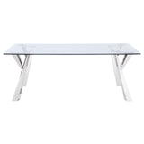 Alaia Clear and Chrome Rectangular Glass Top Dining Table from Coaster - Luna Furniture
