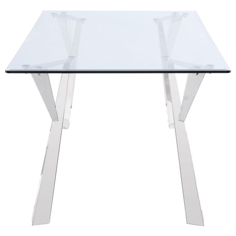 Alaia Clear and Chrome Rectangular Glass Top Dining Table from Coaster - Luna Furniture