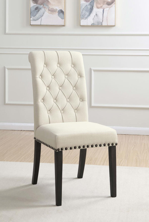 Alana Beige and Smokey Black Upholstered Side Chairs, Set of 2