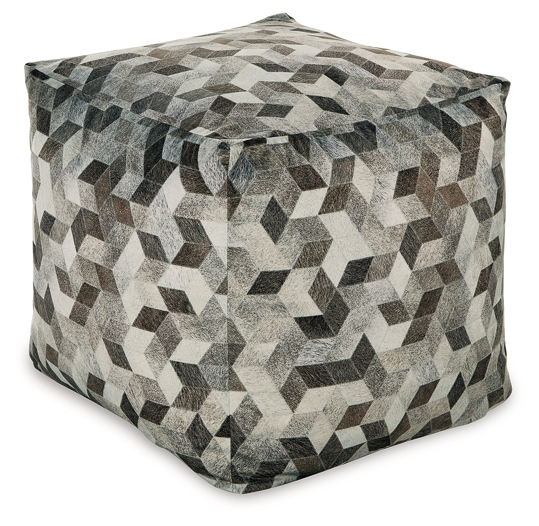 Albermarle Gray/Brown Pouf from Ashley - Luna Furniture